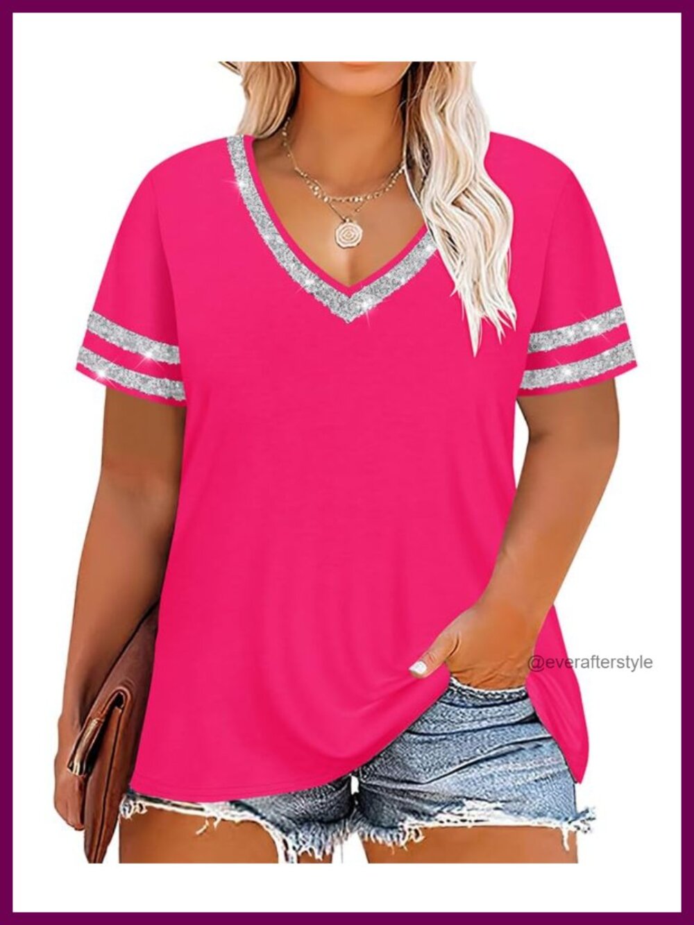Plus Size V Neck Short Sleeve Tunic T Shirt Casual Summer Top